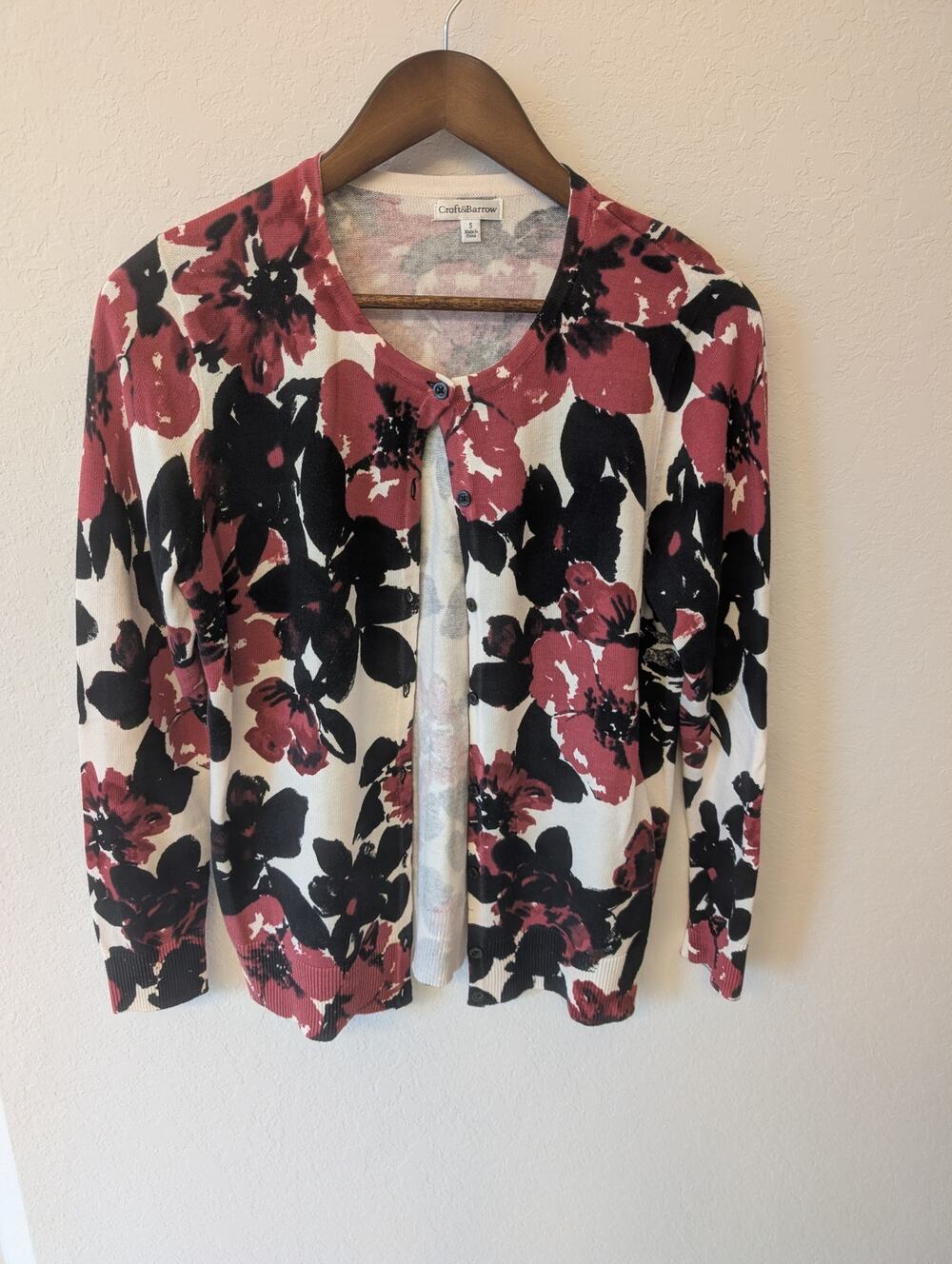 Croft & Barrow Off White Floral Lightweight Cardigan Cottagecore Y2K Sz S
